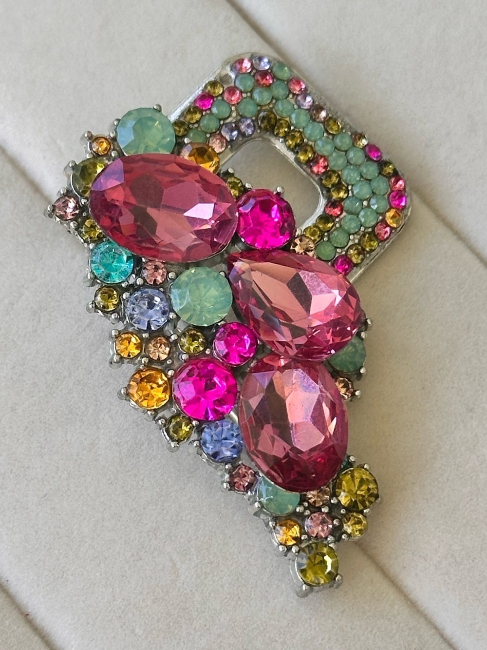 Multicolor Pink Crystal Statement Brooch - Picture 3 of 6